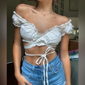 Adika White Wrap Top